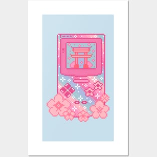 Cherry Blossom Handheld Pixel Art Posters and Art